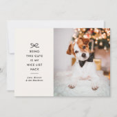 Minimal Bow Cute Saying Pet Christmas Photo Feestdagenkaart (Voorkant)