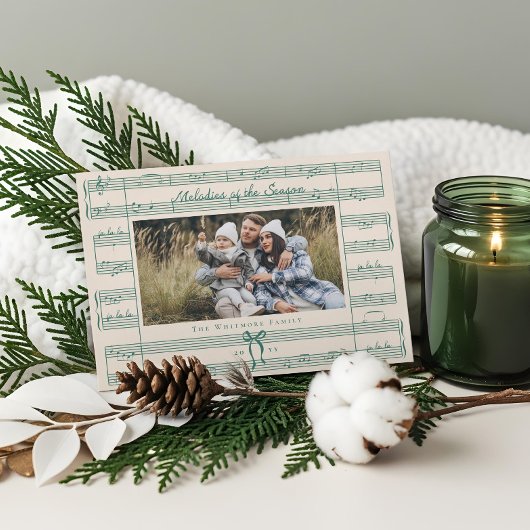 Minimal Bow Fa La Bladmuziek Foto Kerstmis Feestdagenkaart