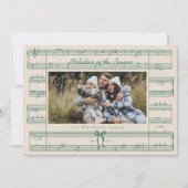 Minimal Bow Fa La Bladmuziek Foto Kerstmis Feestdagenkaart (Voorkant)