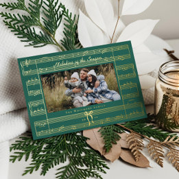 Minimal Bow Fa La Bladmuziek Foto Kerstmis Folie Feestdagenkaart