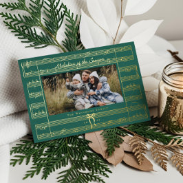 Minimal Bow Fa La Bladmuziek Foto Kerstmis Folie Feestdagenkaart