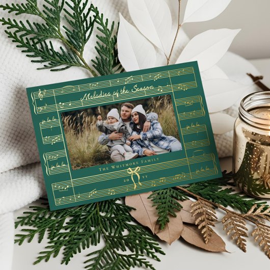 Minimal Bow Fa La Bladmuziek Foto Kerstmis Folie Feestdagenkaart