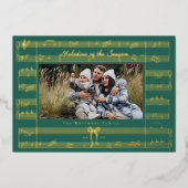 Minimal Bow Fa La Bladmuziek Foto Kerstmis Folie Feestdagenkaart (Voorkant)