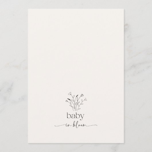 Minimal Bow Floral Baby Shower Invitation Kaart (Achterkant)