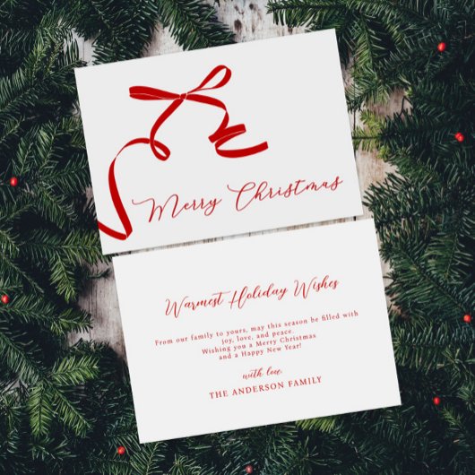 Minimal Bow Merry Christmas Feestdagenkaart