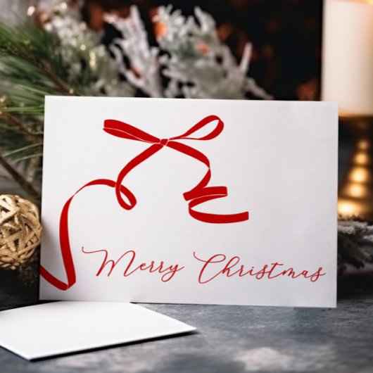 Minimal Bow Merry Christmas Feestdagenkaart