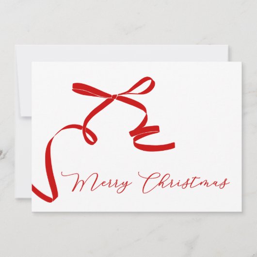 Minimal Bow Merry Christmas Feestdagenkaart (Voorkant)