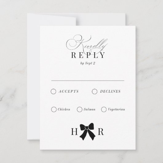 Minimal Bow Wedding RSVP Kaart (Voorkant)