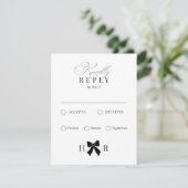 Minimal Bow Wedding RSVP Kaart (Staand voorkant)