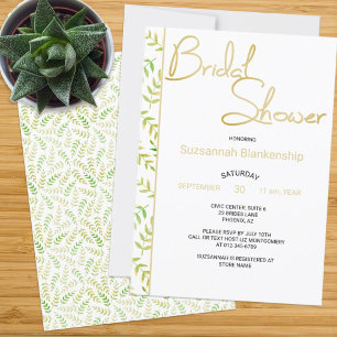 Minimal Bridal Shower Fern Leaf Border Kaart
