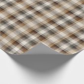 Minimal Brown Plaid Holiday Cadeaupapier (Hoek)