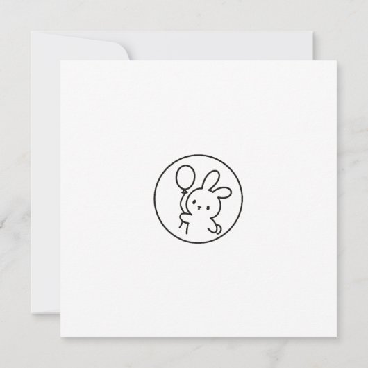 Minimal Bunny Doodle Birthday Card Kaart (Achterkant)