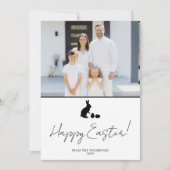 Minimal Bunny In Black And Family Photo Easter Kaart (Voorkant)