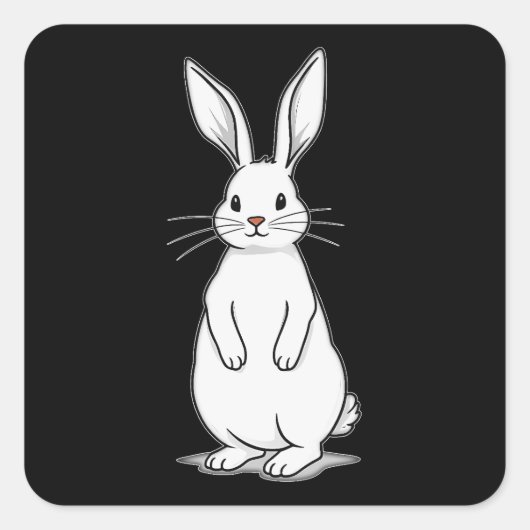Minimal Bunny Line Art – Easter Design Autocolante Vierkante Sticker (Voorkant)