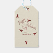 Minimal Burgundy & Cream Hearts Valentine Cadeaulabel (Achterkant)