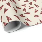 Minimal Burgundy & Cream Hearts Valentine Cadeaupapier (Rol Hoek)