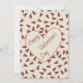 Minimal Burgundy & Cream Hearts Valentine Feestdagenkaart (Voorkant)