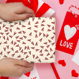 Minimal Burgundy & Cream Hearts Valentine Inpakpapier Vel