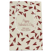 Minimal Burgundy & Cream Hearts Valentine Medium Cadeauzakje (Voorkant)