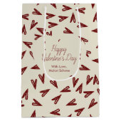 Minimal Burgundy & Cream Hearts Valentine Medium Cadeauzakje (Achterkant)