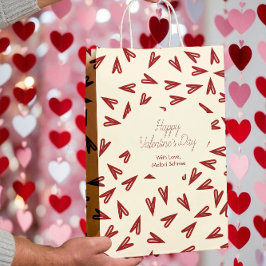 Minimal Burgundy & Cream Hearts Valentine Medium Cadeauzakje