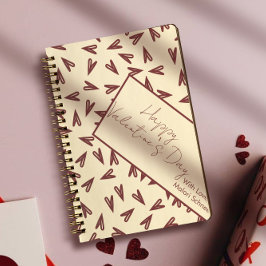 Minimal Burgundy & Cream Hearts Valentine Notitieboek