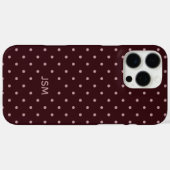 Minimal Burgundy Pink Custom Monogram Polka Dot  Case-Mate iPhone Case (Achterkant (horizontaal))