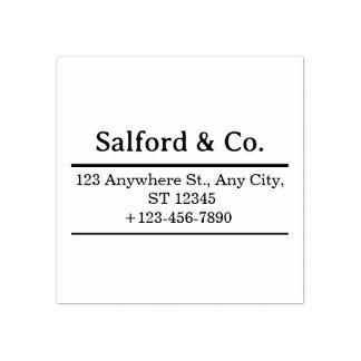 Minimal Business Address Stamp with Name & Phone Rubberstempel