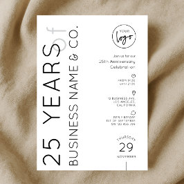 Minimal Business Anniversary Dinner Corporate Logo Kaart