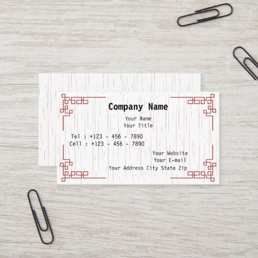 Minimal Business Card with East Asian Motifs Visitekaartje (Voorkant / Achterkant in situ)