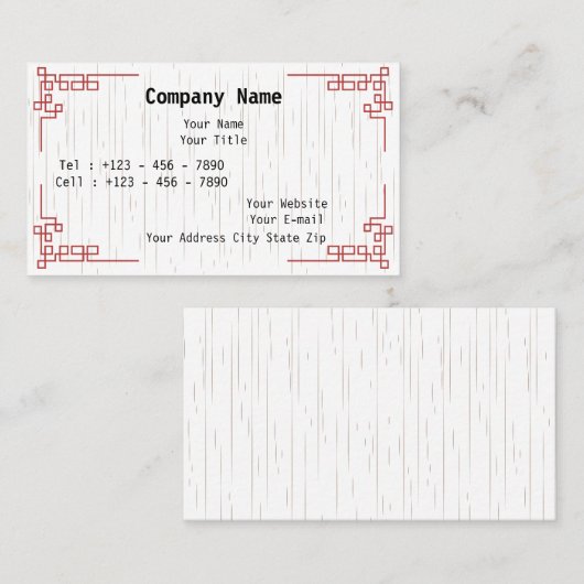 Minimal Business Card with East Asian Motifs Visitekaartje (Voorkant / Achterkant)