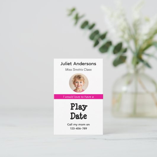 Minimal Business Kid's Playdate Card Visitekaartje (Staand voorkant)