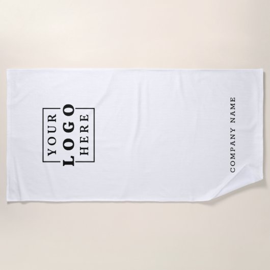 Minimal Business Logo Bedrijfsnaam Branded White Strandlaken (Voorkant)