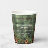 Minimal Business Logo kerstvakantie Plaid Papieren Bekers (Achterkant)