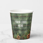 Minimal Business Logo kerstvakantie Plaid Papieren Bekers (Voorkant)