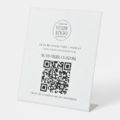 Minimal Business Logo Scan QR CODE Reclamebord Met Voetstuk (Voorkant)