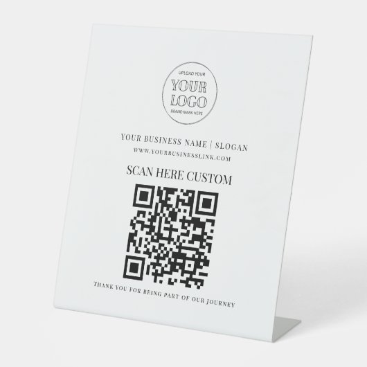 Minimal Business Logo Scan QR CODE Reclamebord Met Voetstuk (Voorkant)