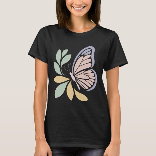 Minimal Butterfly Nature Illustration T-shirt (Voorkant)