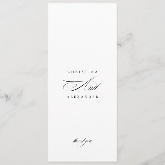 Minimal Calligraphy Black & White | Dinner Wedding Menu (Achterkant)