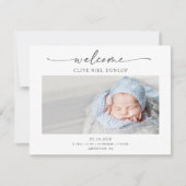 Minimal Calligraphy Boho Birth Announcement Card Bedankkaart (Voorkant)