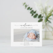 Minimal Calligraphy Boho Birth Announcement Card Bedankkaart (Staand voorkant)