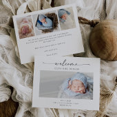 Minimal Calligraphy Boho Birth Announcement Card Bedankkaart