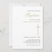 Minimal Calligraphy Gold Baby doopfoto Kaart (Voorkant)