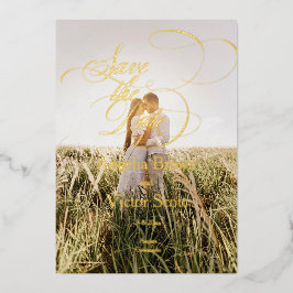 Minimal Calligraphy Save the Date Photo Folie Uitnodiging