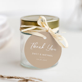 Minimal Calligraphy Taupe Simple Wedding Thank You Bedankjes Labels
