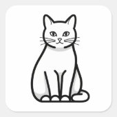 Minimal Calm Cat Illustration Vierkante Sticker (Voorkant)