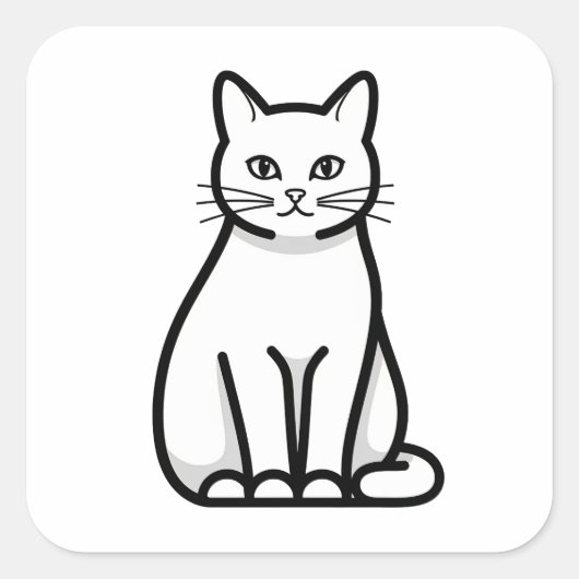 Minimal Calm Cat Illustration Vierkante Sticker (Voorkant)