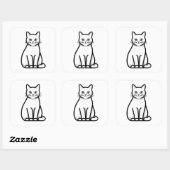 Minimal Calm Cat Illustration Vierkante Sticker (Vel)