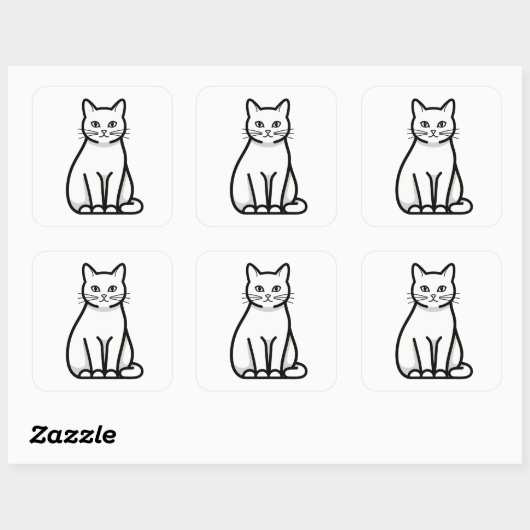 Minimal Calm Cat Illustration Vierkante Sticker (Vel)