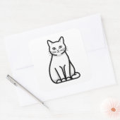 Minimal Calm Cat Illustration Vierkante Sticker (Envelop)